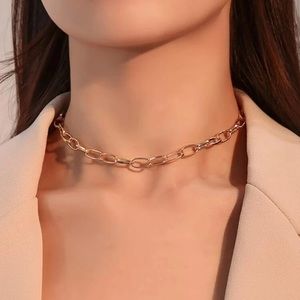 Gold Chain Link Choker Necklace